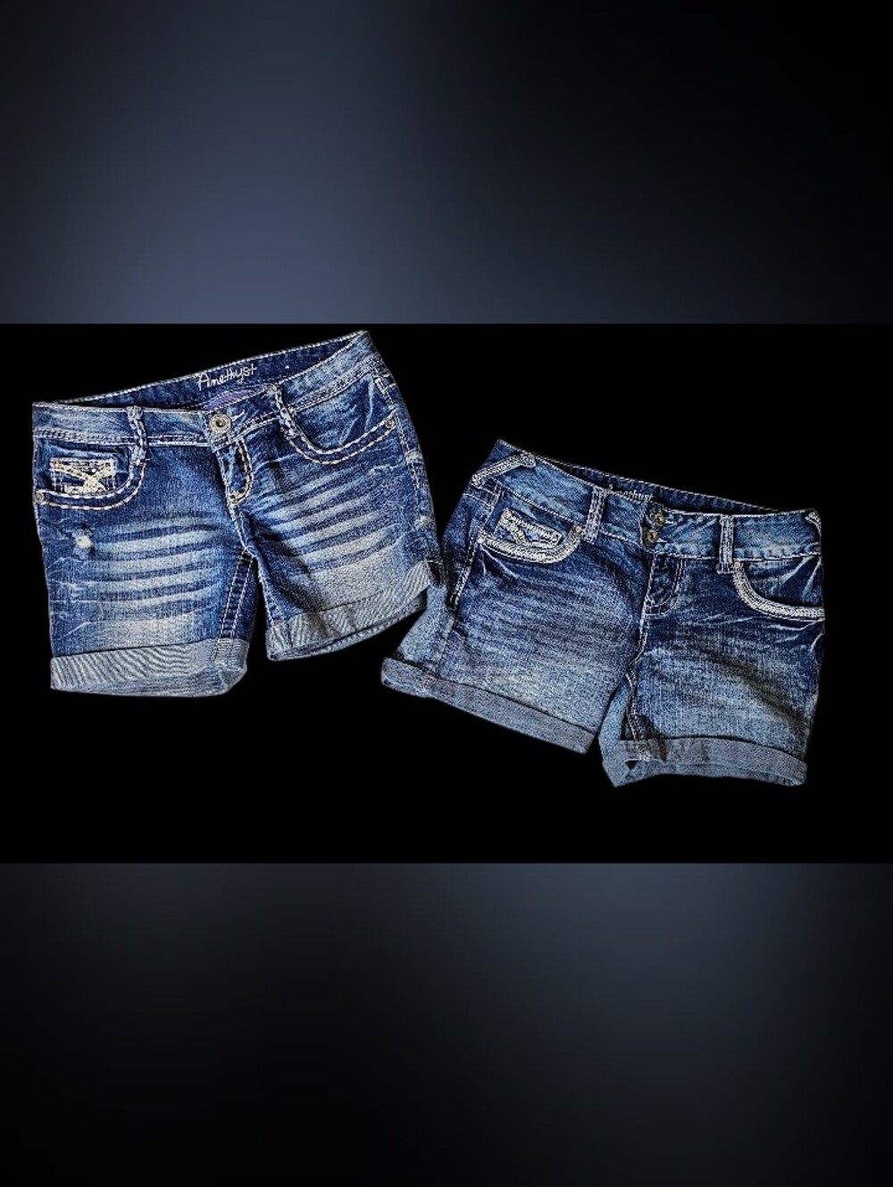 2 Pair Amethyst Denim Jean Shorts Sz S/M 27" Waist